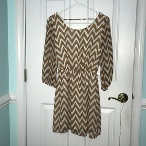 Brown and white zigzag style dress